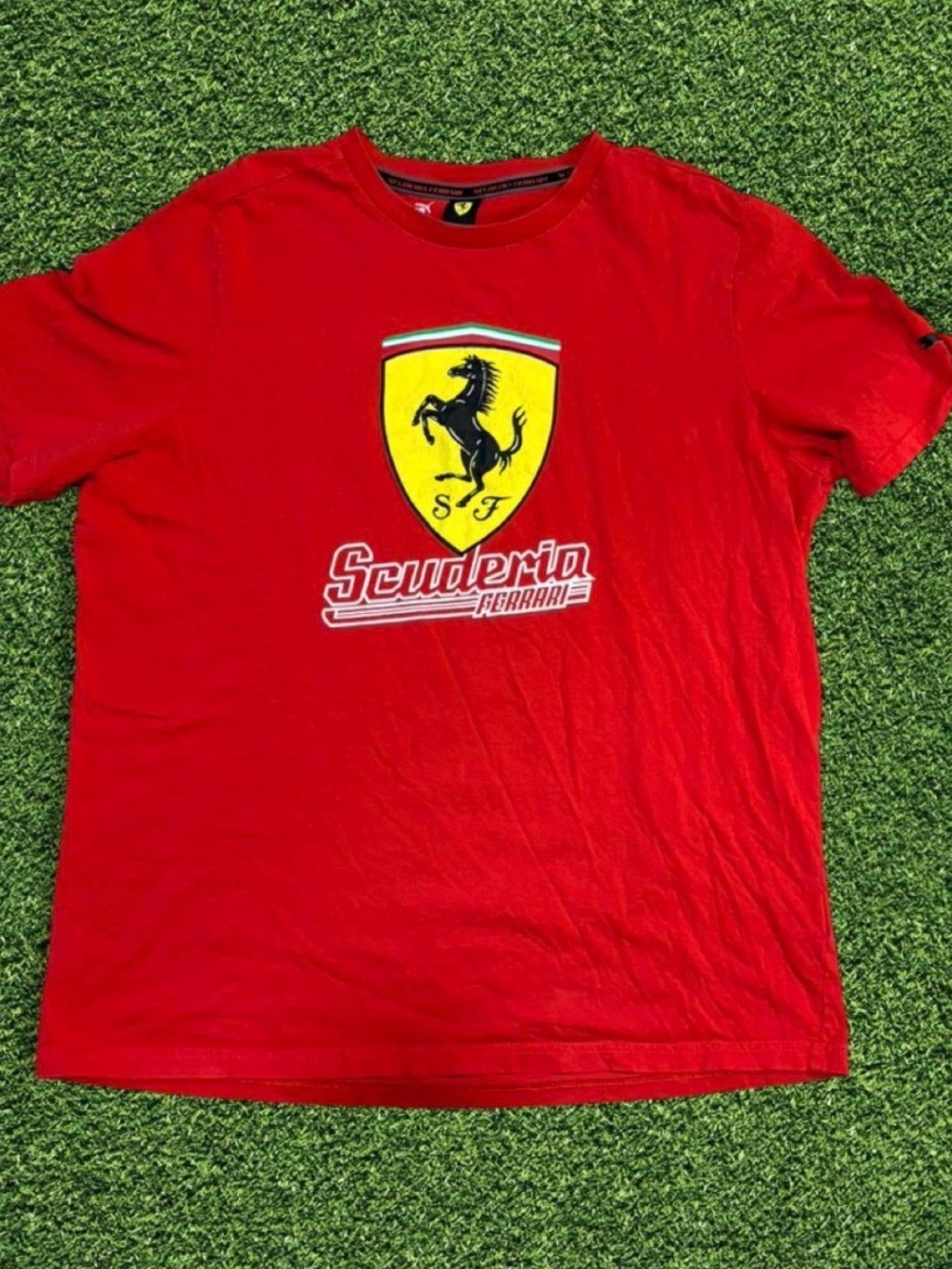 Puma Red Short Sleeve Tee with Yellow Shield Graphic